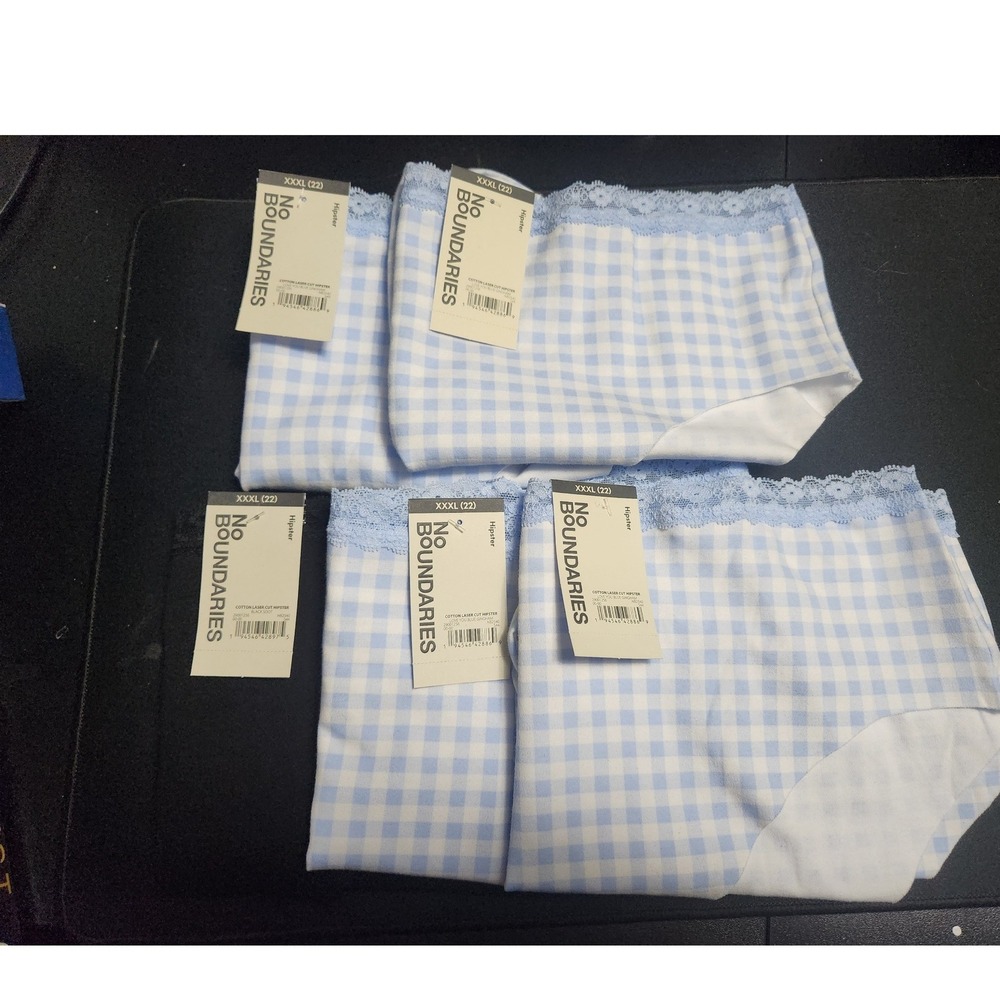 XXXLNo Boundaries Womens 5 Pack Cotton Laser‎ Cut Hipster Panties